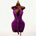 Crisscross Ruffled Pleated Slim-Fit Dress