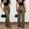 Slim-fit high-waisted straight-leg suit pants