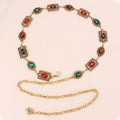 Bohemian style vintage rhinestone-encrusted waist chain belt