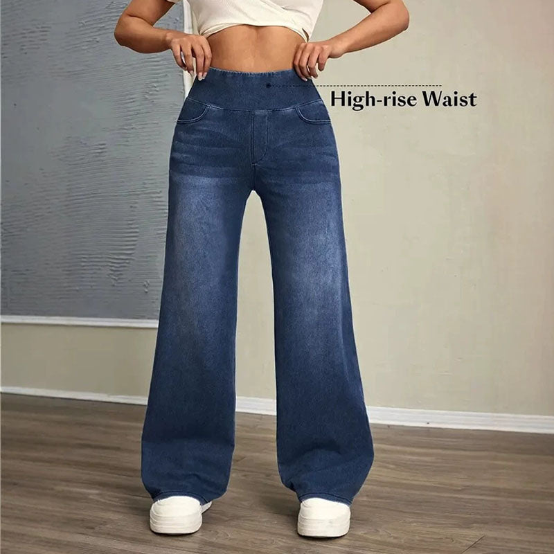 High-waisted stretch wide-leg jeans