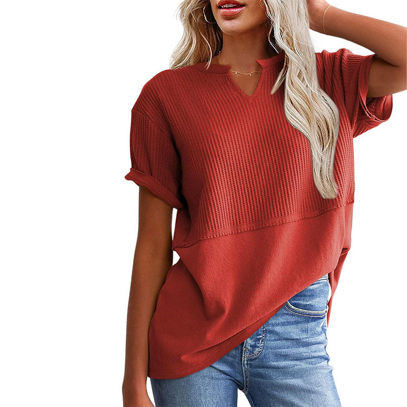 Short Sleeve V Neck Casual Top