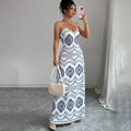 Retro Geometric Print Slim-Fit Camisole Dress