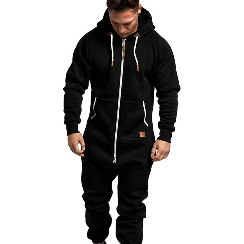 Men's hooded fleece jumpsuit