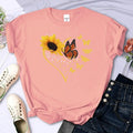 Sunflower-print crew-neck short-sleeve top