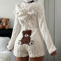 Cute bear pattern plush romper loungewear