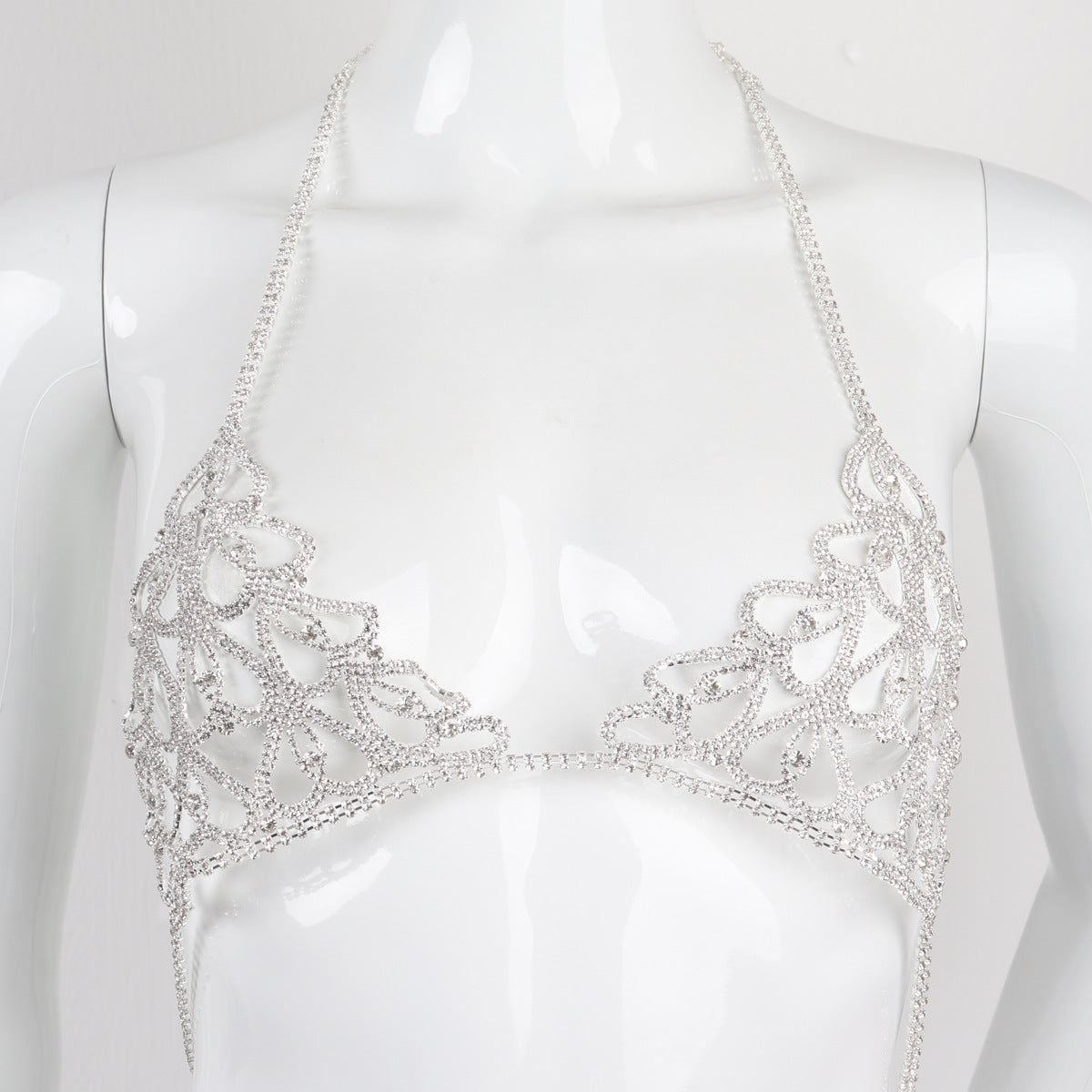 Rhinestone Heart Bra & Panty Body Chain Set