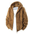 Men's fleece-lined hooded loose-fitting jacket