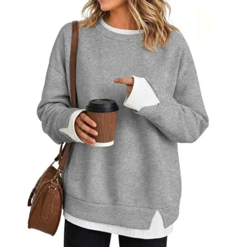 Casual crew-neck long-sleeve sweatshirt