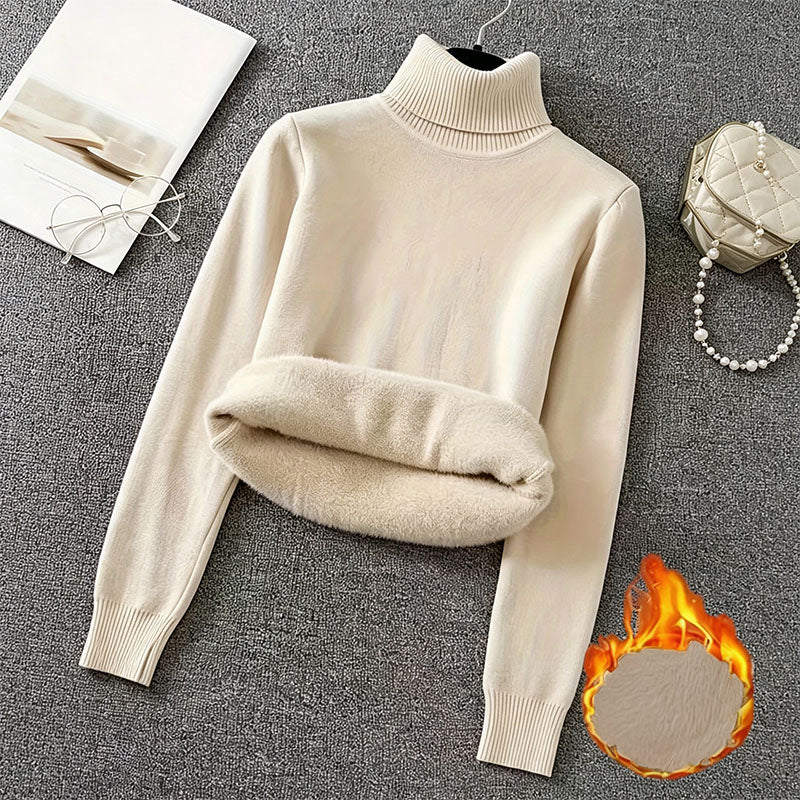 Fleece-lined high-neck knit top