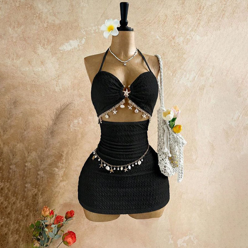 Textured cutout beach-style dress