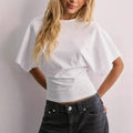 Casual Crew-Neck Batwing-Sleeve Fitted T-Shirt