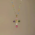 Colorful beaded cross necklace