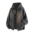 Mens Loose Fit Hooded Knit Sweater Jacket