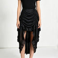High-waisted irregular ruched ruffle maxi skirt