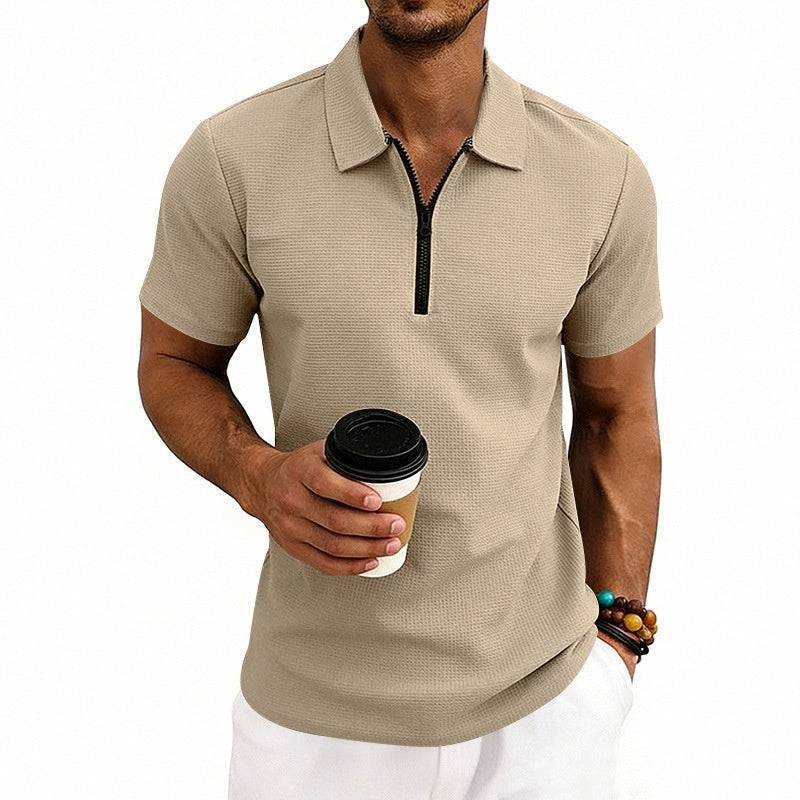 Men's Waffle Knit Golf Polo Shirt