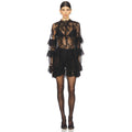 Sheer lace ruffle smock dress