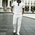 Collared half-zip polo shirt and drawstring trousers set