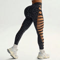 High-waisted cutout leopard print yoga leggings