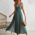 Resort-style printed cutout slit dress