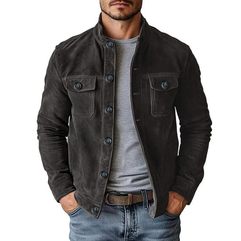 Men's stand-up collar retro work jacket