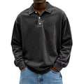 Men’s Washed Long-Sleeve Polo Shirt