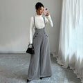 Retro plaid high-waisted wide-leg overalls