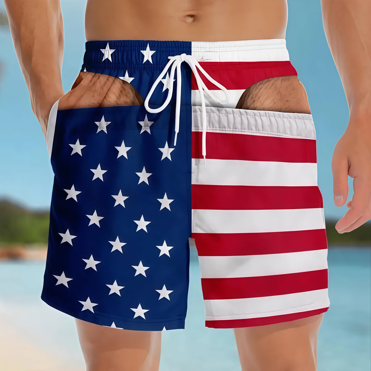 Men's Funny 3D Printed Beach Summer Casual Loose Fit Shorts