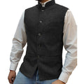Men's Herringbone Mandarin Collar Vest