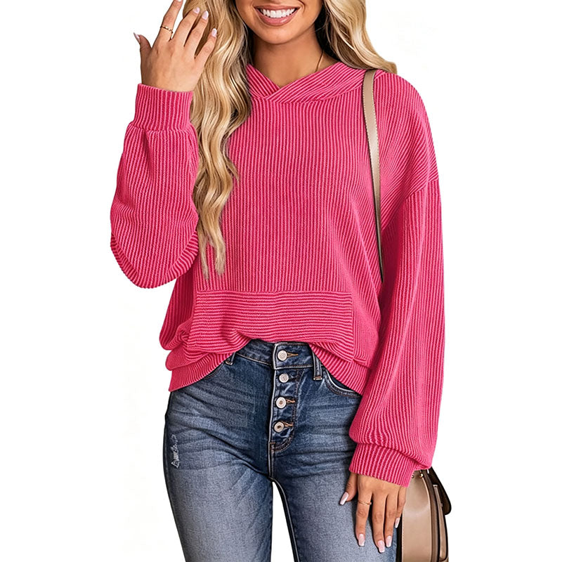 Casual drop-shoulder hoodie