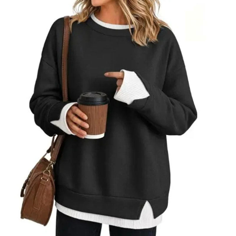 Casual crew-neck long-sleeve sweatshirt