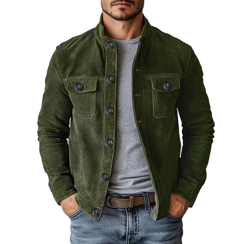 Men's stand-up collar retro work jacket