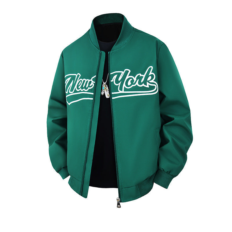 Letter Graphic Stand Collar Bomber Jacket