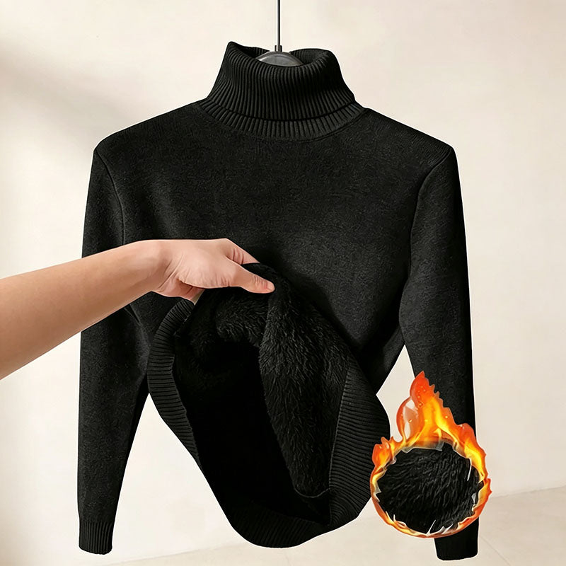 Fleece-lined high-neck knit top