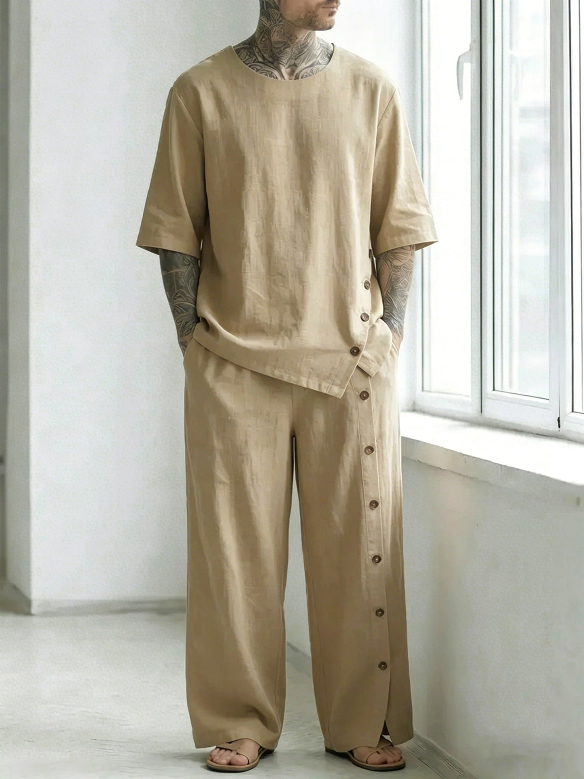 Men's Linen Shirt and Pants Set