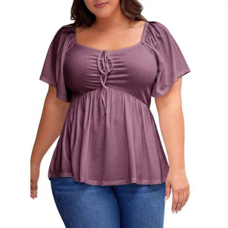 Plus-size square-neck peplum top