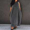 Sleeveless hooded loose-fitting dress