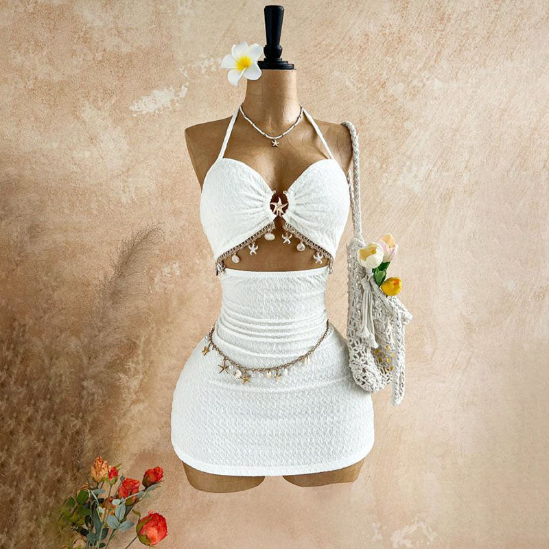 Textured cutout beach-style dress