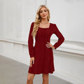 Square-neck ribbed dress