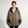 Retro washed hooded loose top