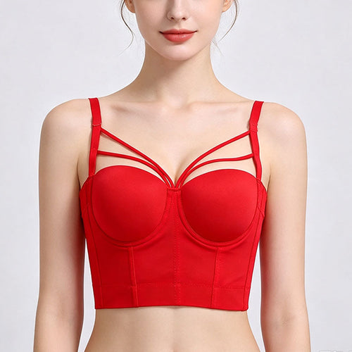 Cropped, backless, spaghetti-strap corset top
