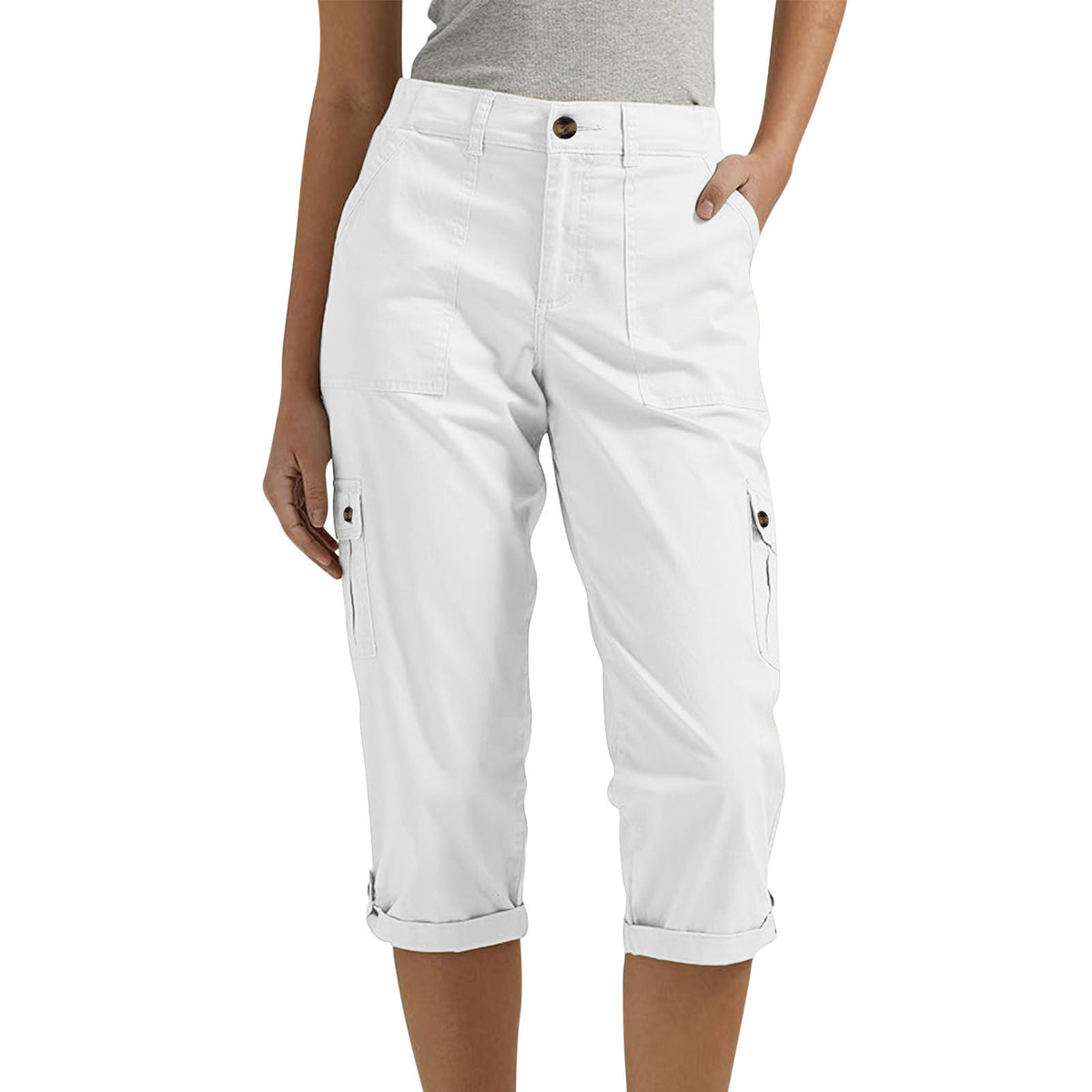 Casual multi-pocket cargo capri pants