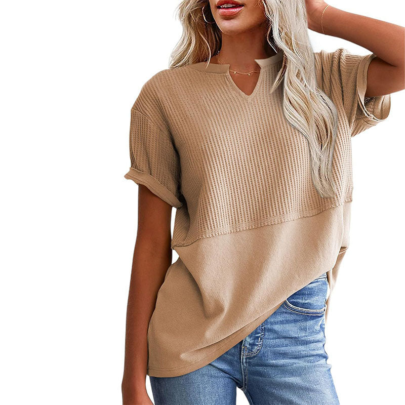 Short Sleeve V Neck Casual Top