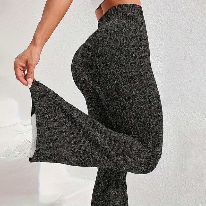 Stretchy Ribbed Micro-Flare Yoga Pants