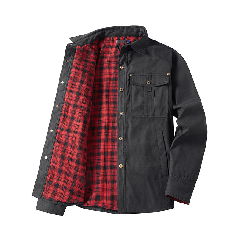 Men's plaid lined work jacket