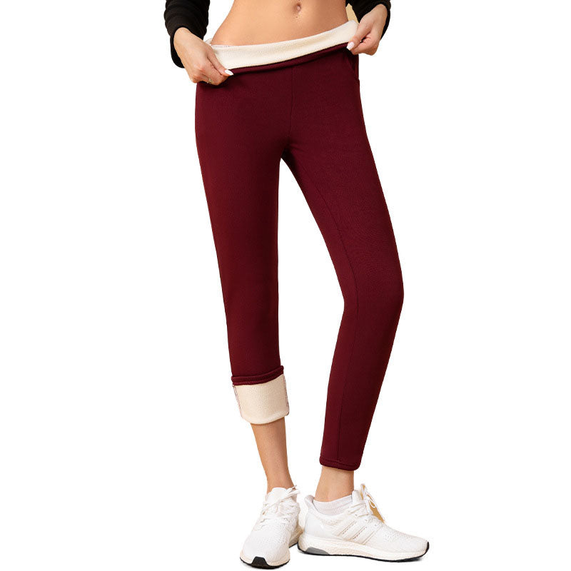 Fleece-lined high-waisted stretch slim-fit trousers