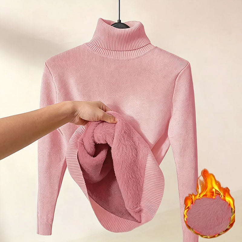 Fleece-lined high-neck knit top