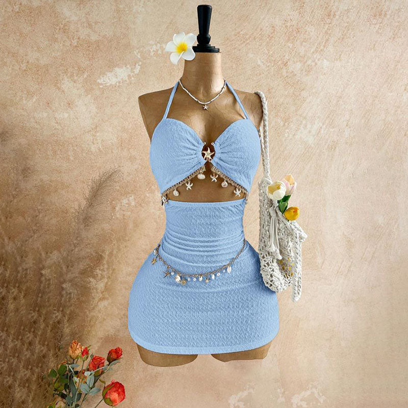 Textured cutout beach-style dress