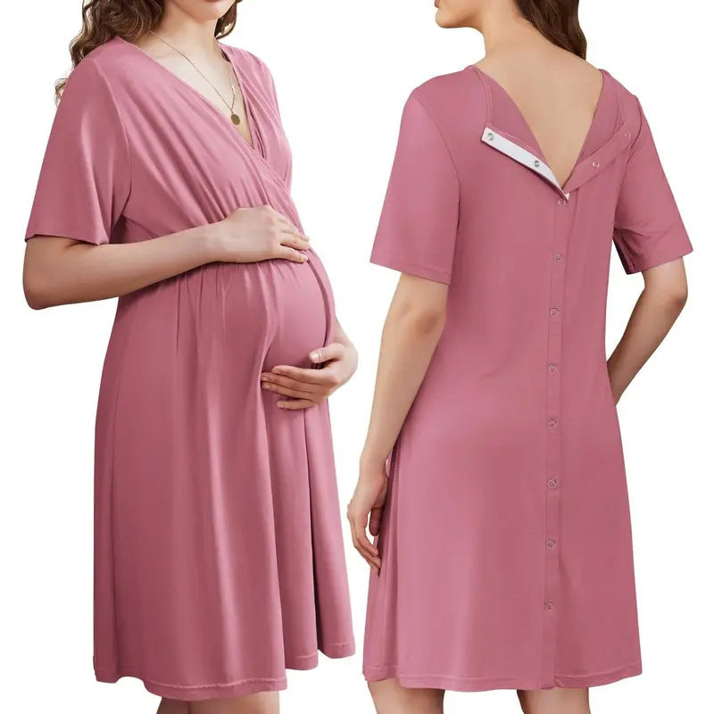 Button Back Maternity Breastfeeding Dress