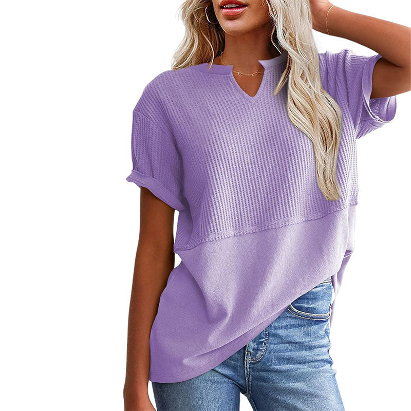 Short Sleeve V Neck Casual Top