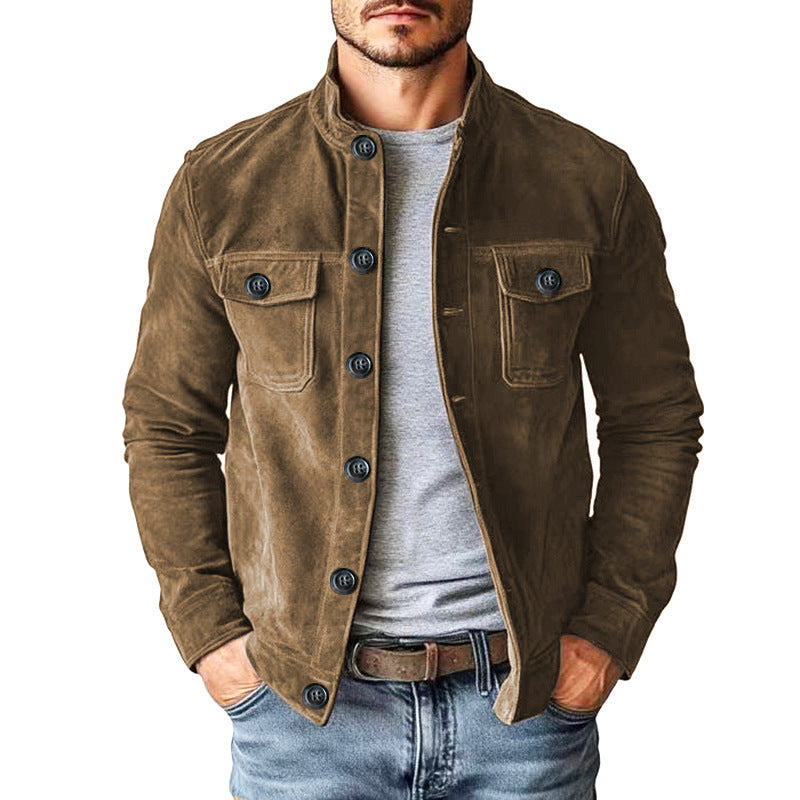 Men's stand-up collar retro work jacket